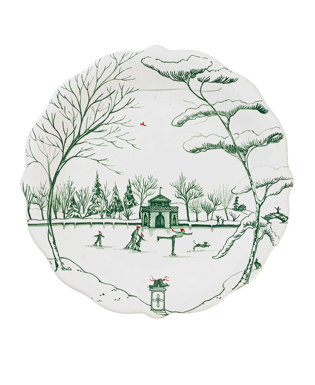 Juliska Country Estate Winter Frolic "Mr. & Mrs. Claus" Evergreen Party Plates, Set/4 - La Petite Maison