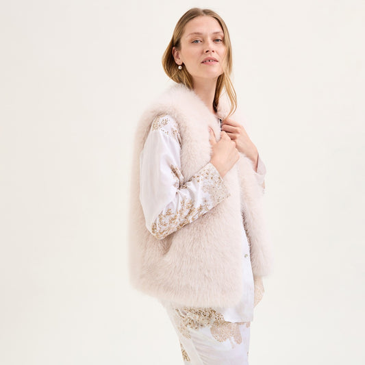 Laurence Tavernier Colette Creme Sleeveless Cardigan