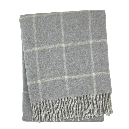 A Soft Idea Windowpane Plaid Throw - Light Grey