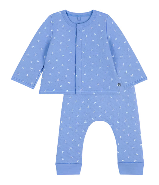 Petit Bateau Baby Boy Anchor Cardigan & Pants 2/pc
