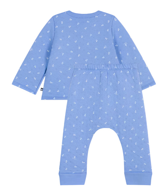 Petit Bateau Baby Boy Anchor Cardigan & Pants 2/pc