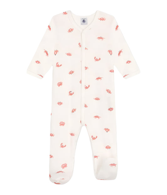 Petit Bateau Baby Front Snap Crab Print Footie