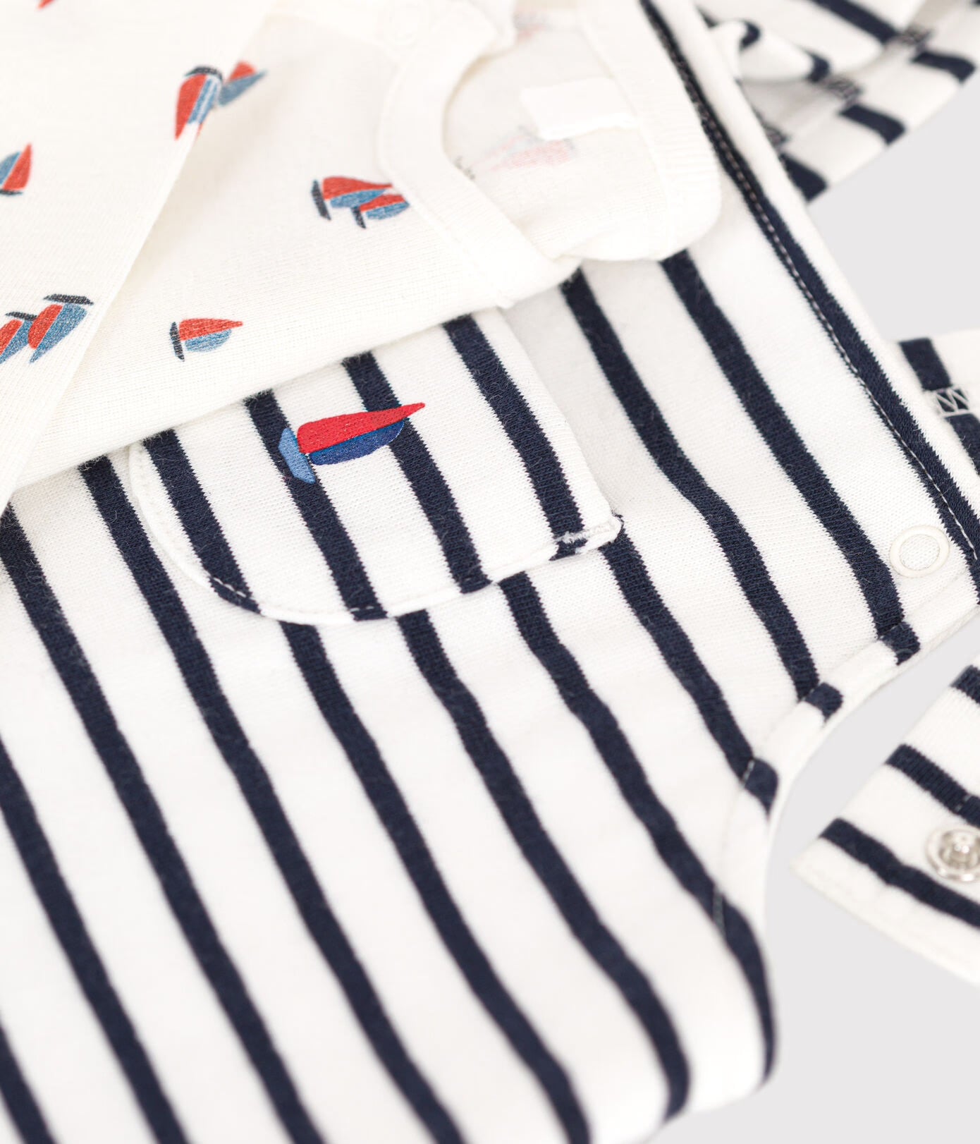 Petit Bateau Baby Boy Boat Bodysuit & Striped Overall