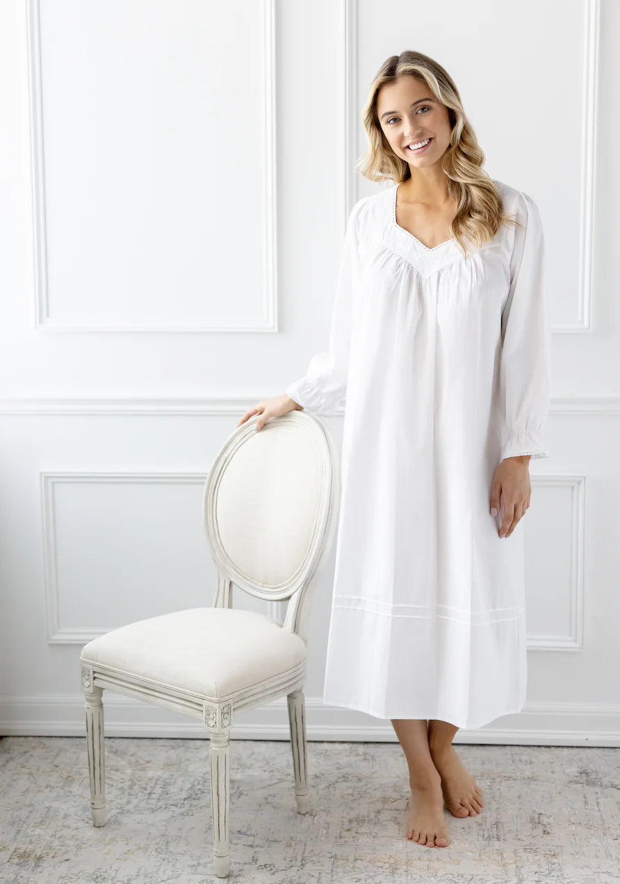 Jacaranda Adelaide White Cotton Nightgown