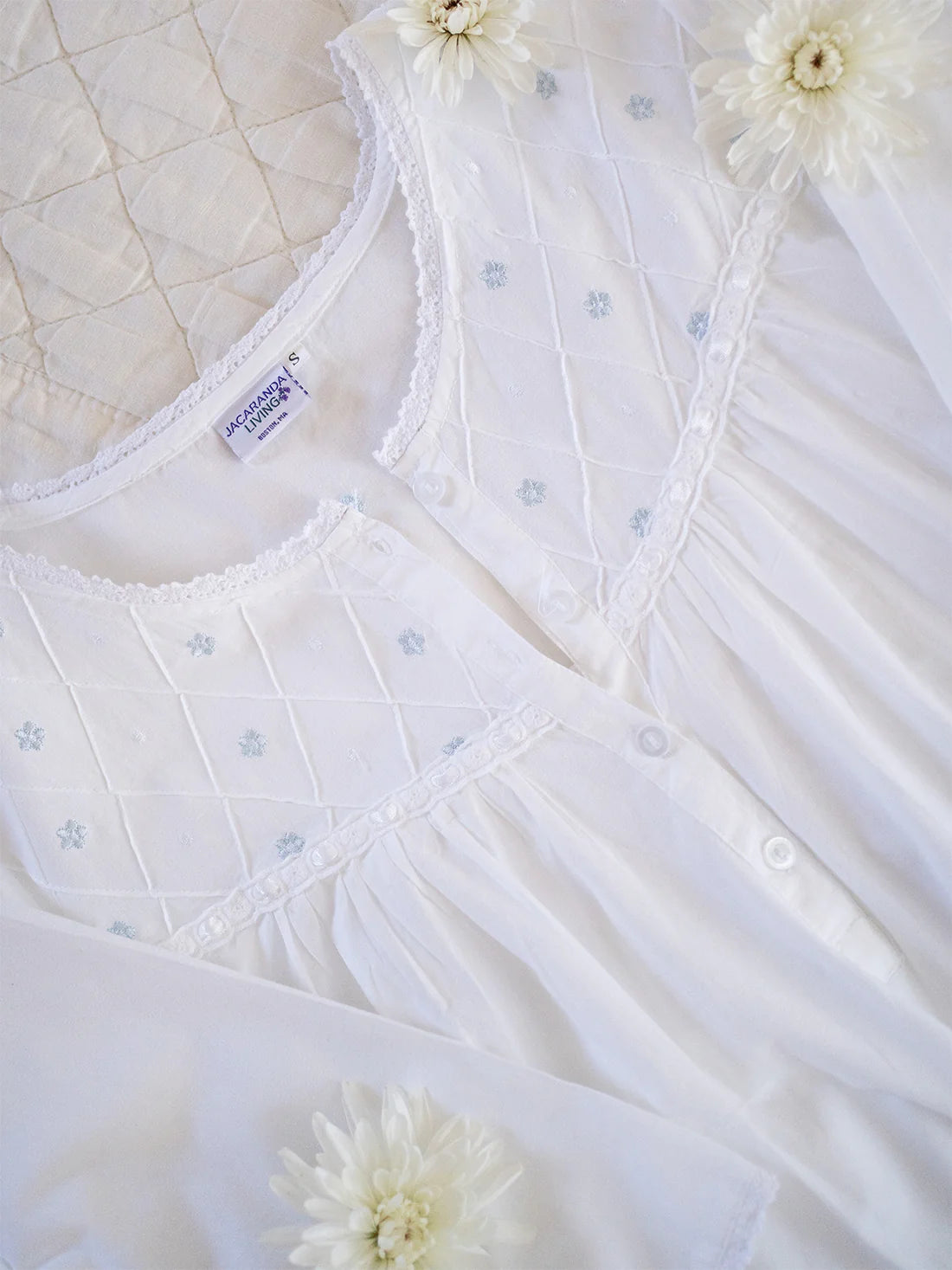 Jacaranda Alice White Cotton Nightgown