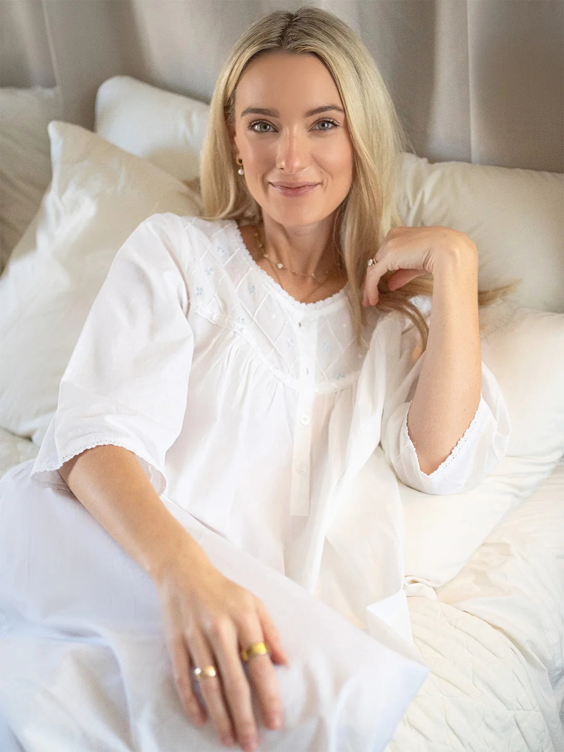 Jacaranda Alice White Cotton Nightgown