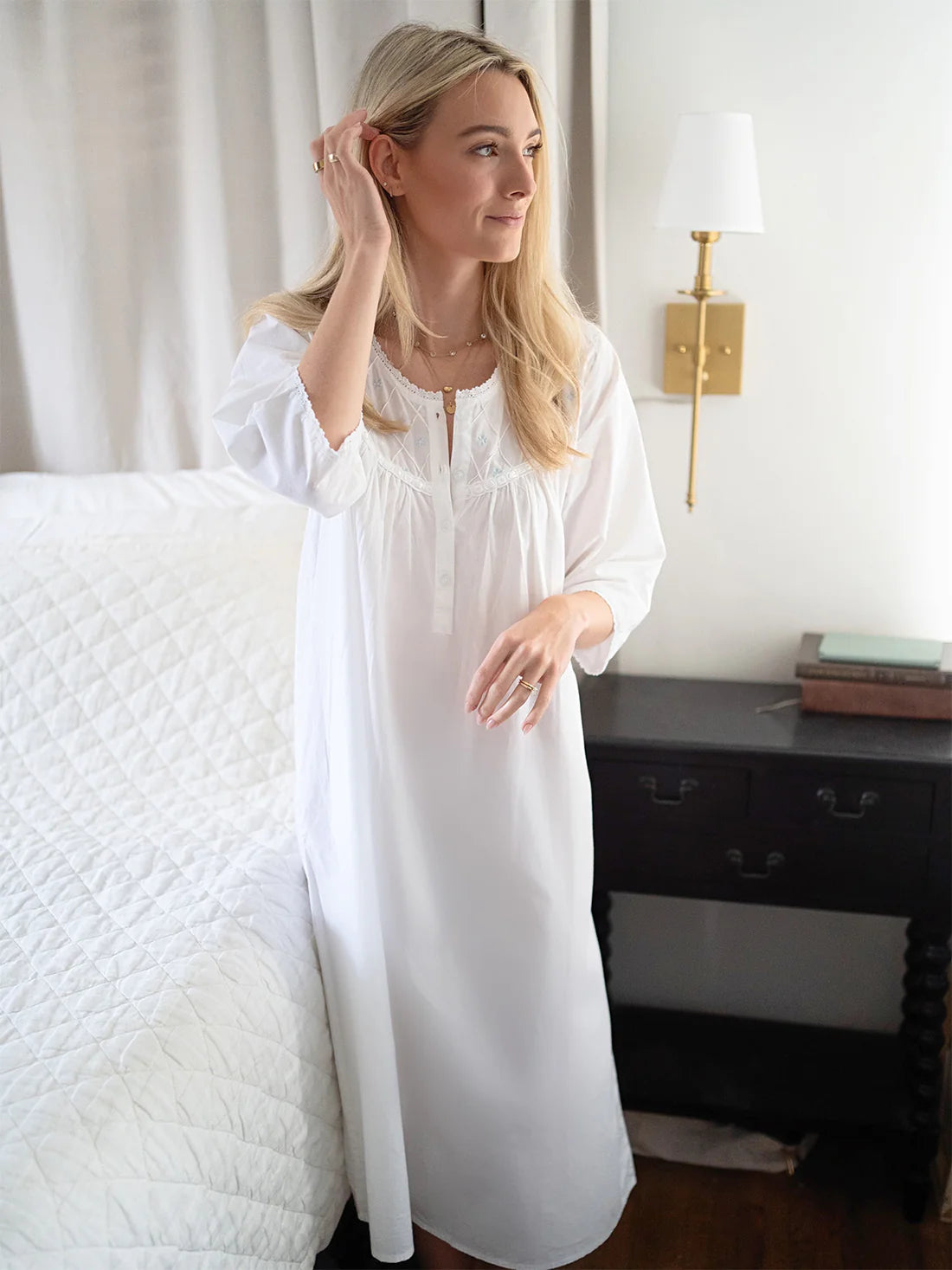 Jacaranda Alice White Cotton Nightgown