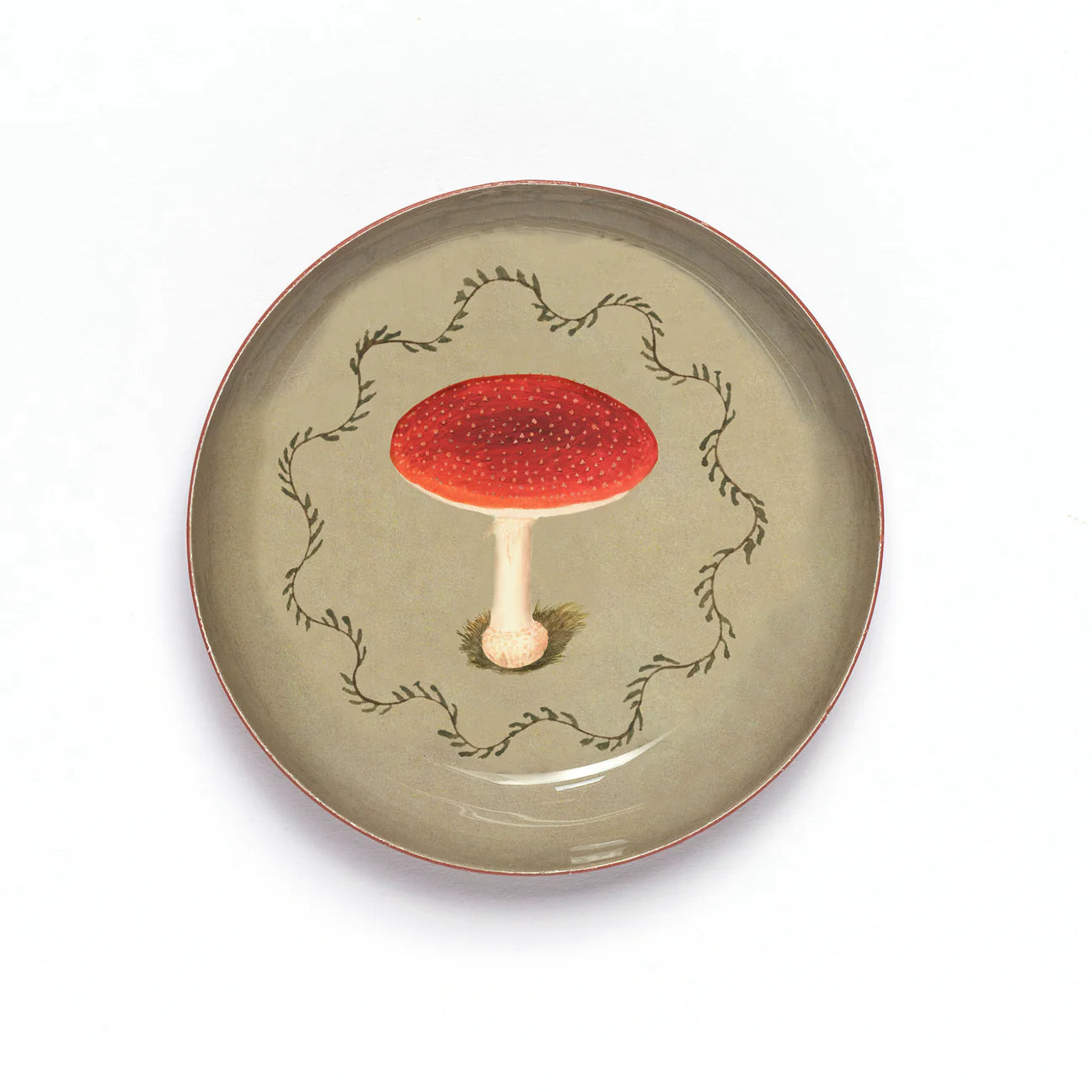 Roomytown Enamel Round Tray - Mushroom