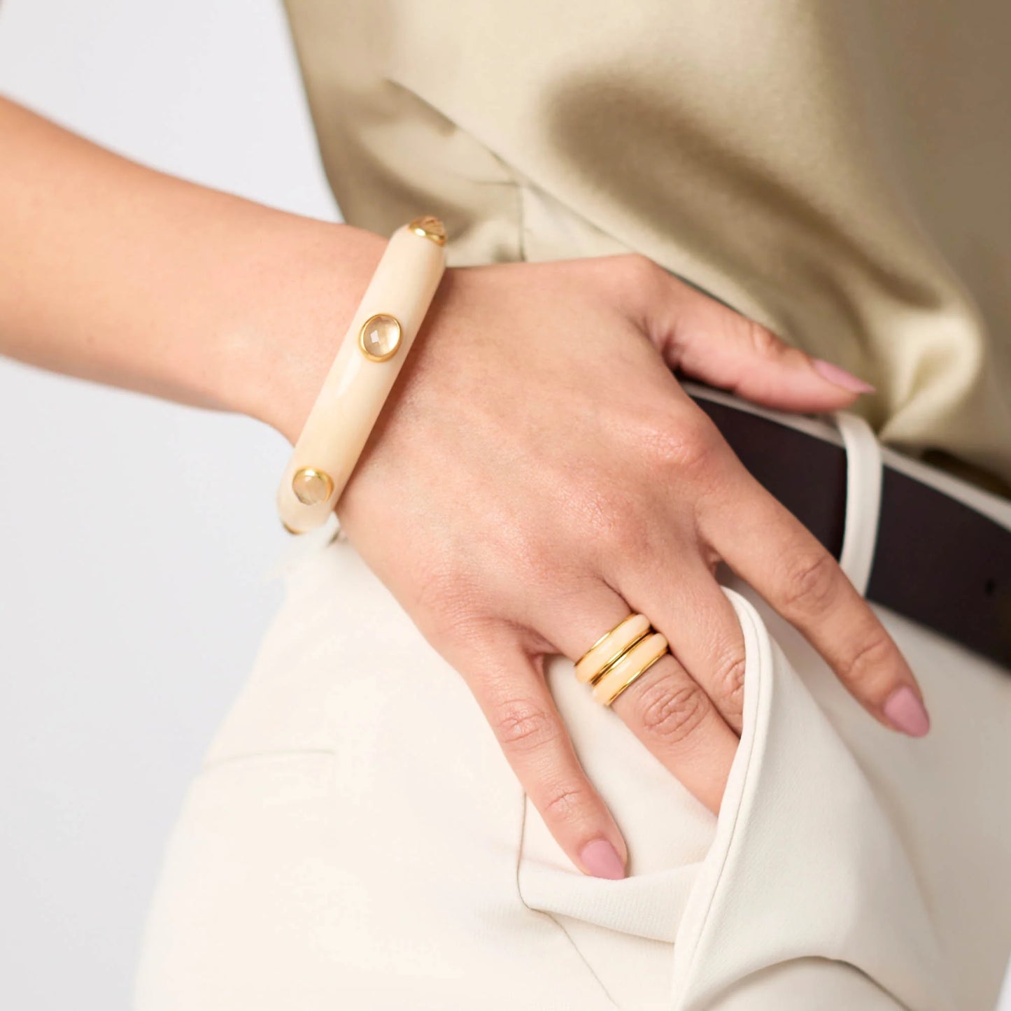 Julie Vos Carnaby Stone Bangle - Ivory