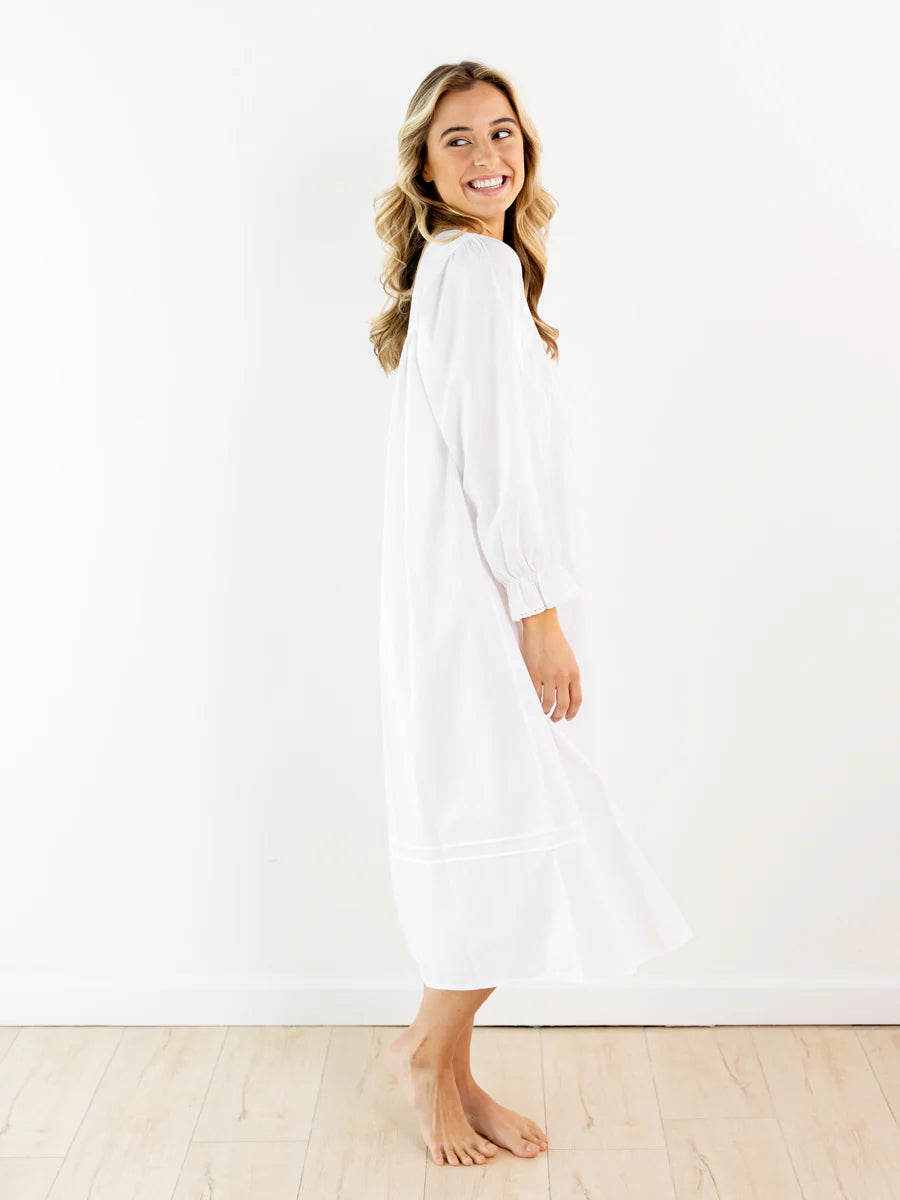 Jacaranda Adelaide White Cotton Nightgown