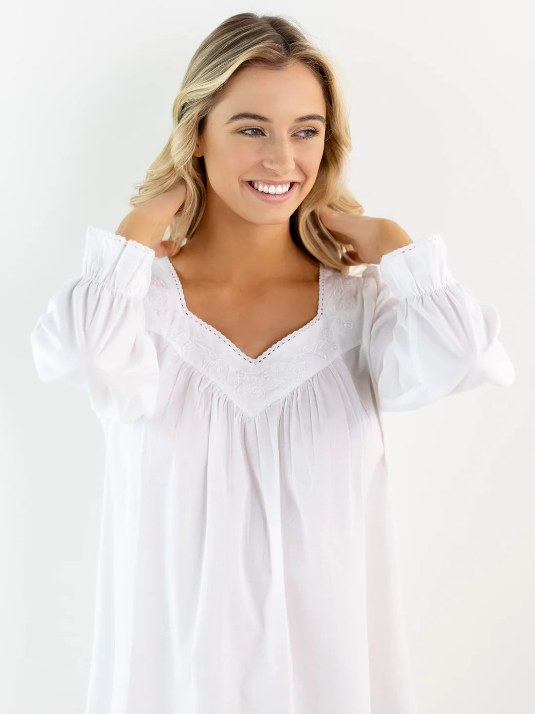 Jacaranda Adelaide White Cotton Nightgown