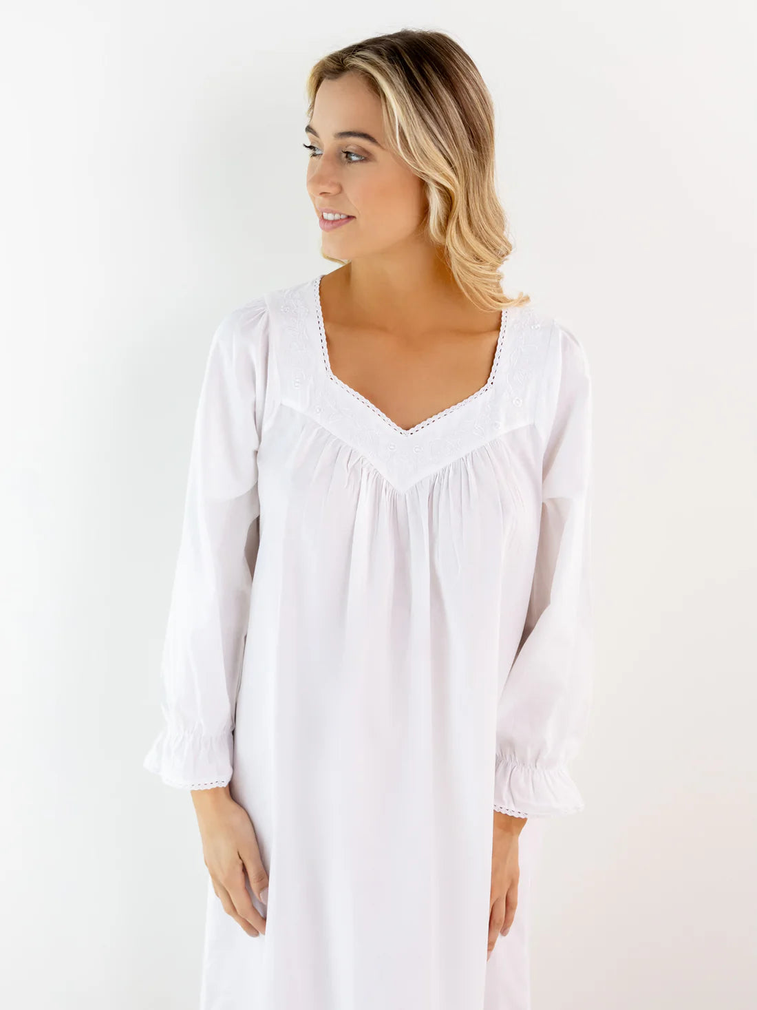 Jacaranda Adelaide White Cotton Nightgown