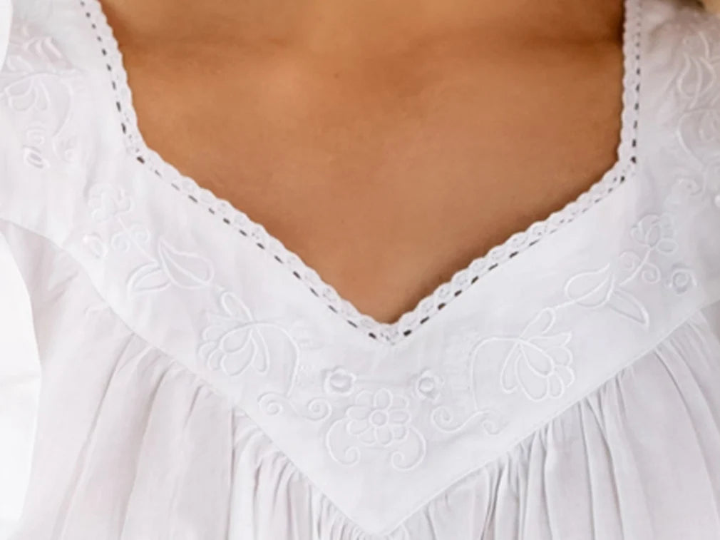 Jacaranda Adelaide White Cotton Nightgown