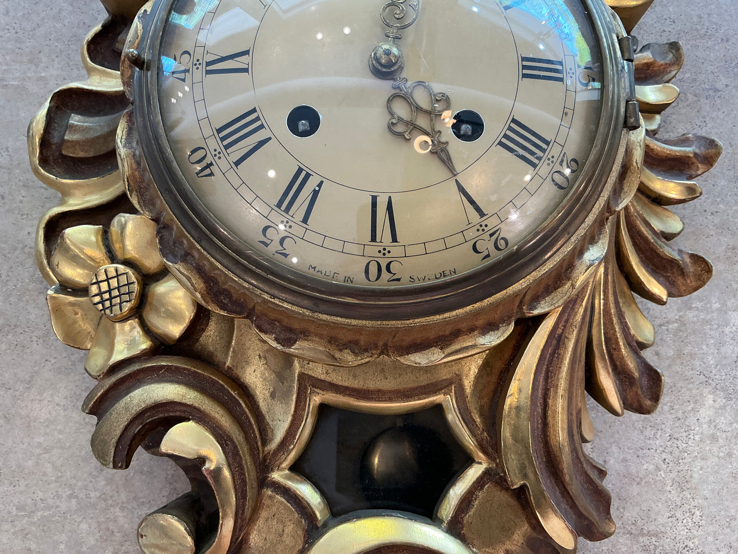 Swedish Gilt Carved Clock