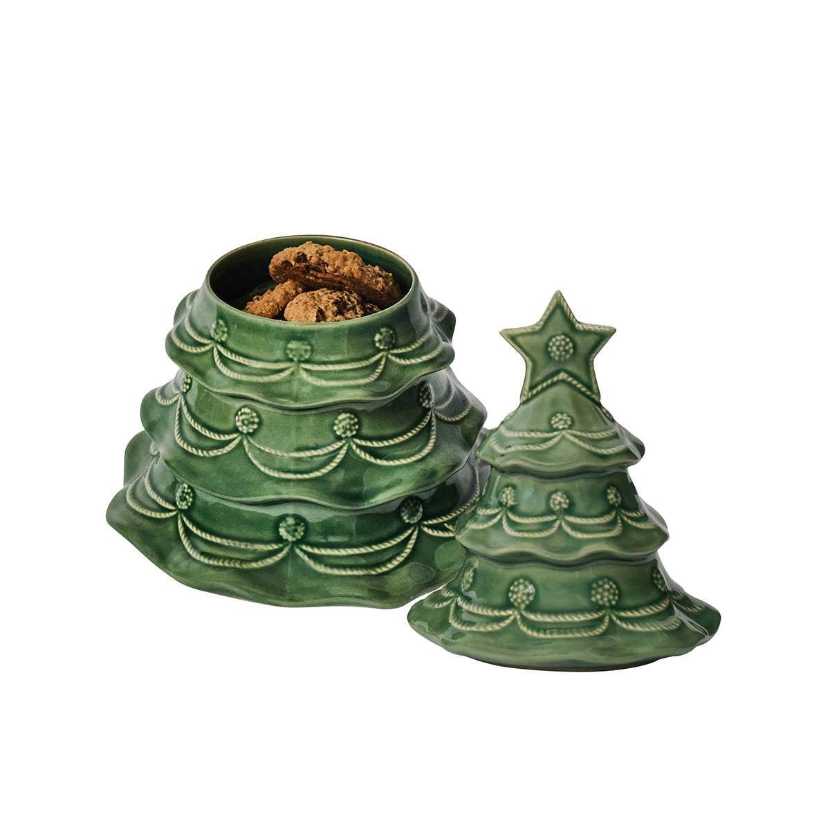 Juliska Berry & Thread Christmas Tree Cookie Jar With Lid - Basil- La Petite Maison
