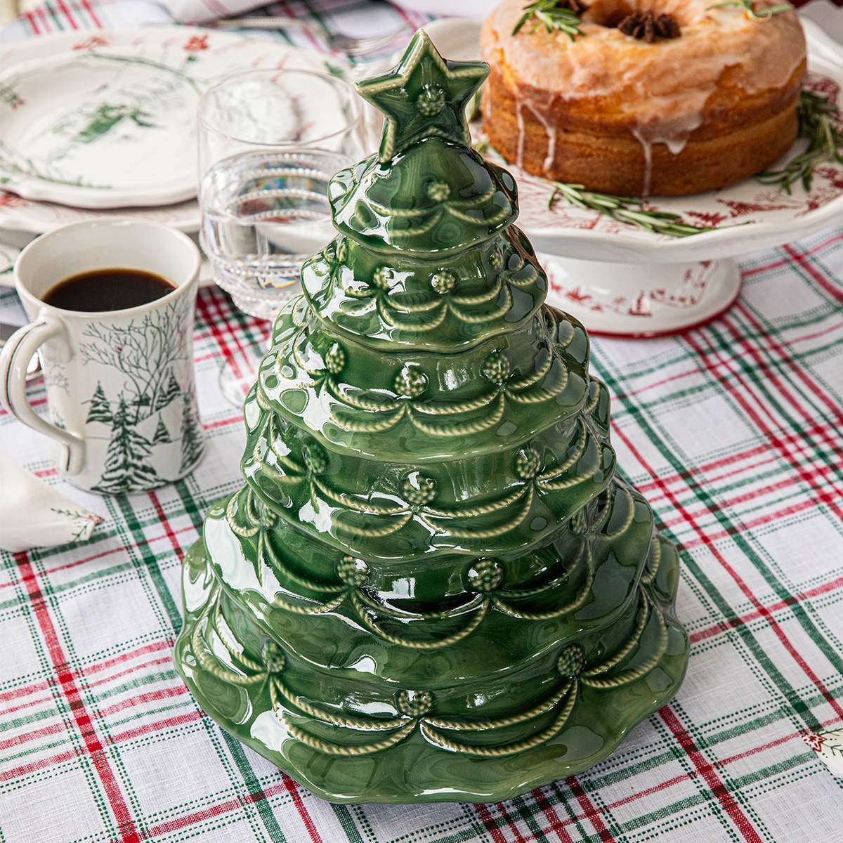 Juliska Berry & Thread Christmas Tree Cookie Jar With Lid - Basil- La Petite Maison