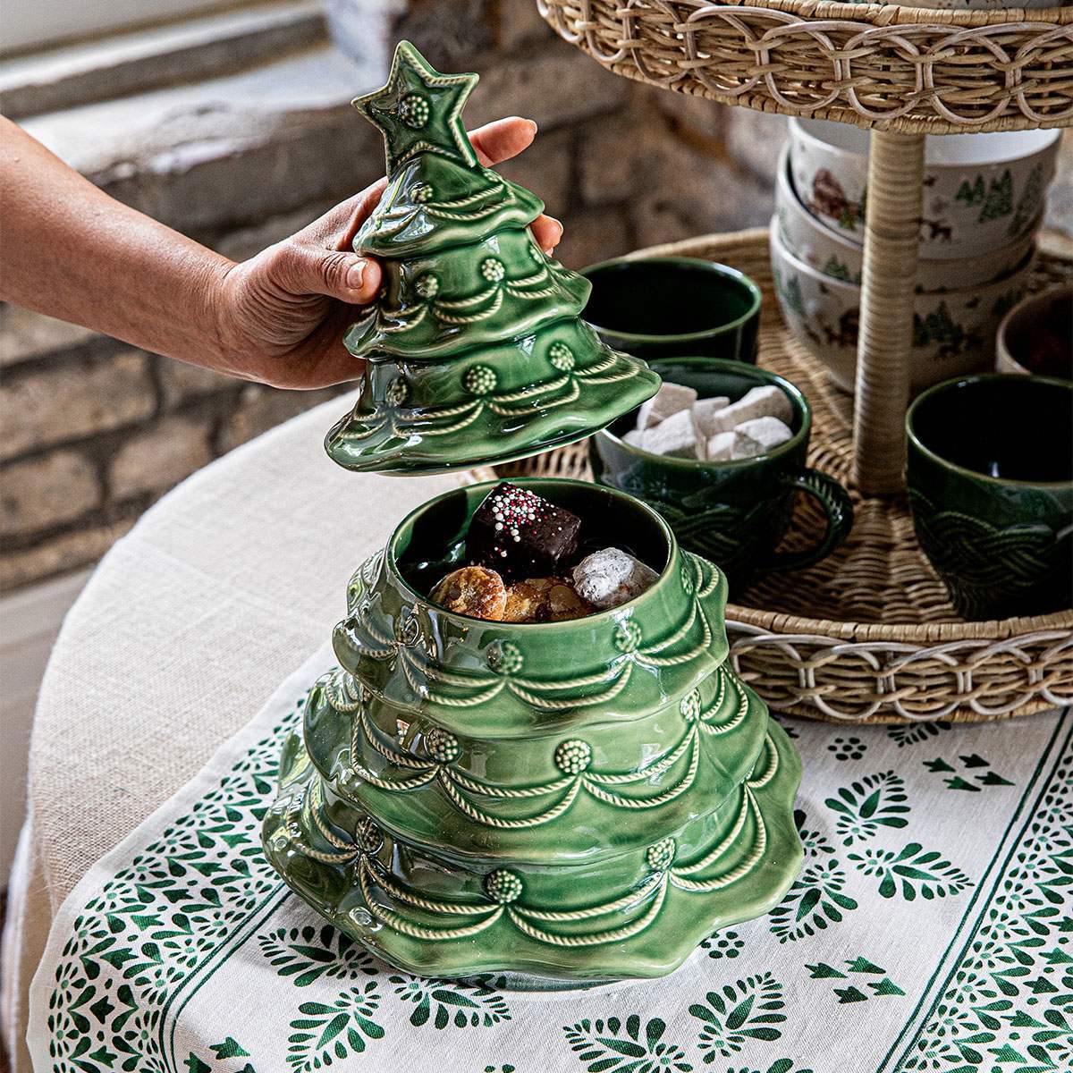 Juliska Berry & Thread Christmas Tree Cookie Jar With Lid - Basil- La Petite Maison