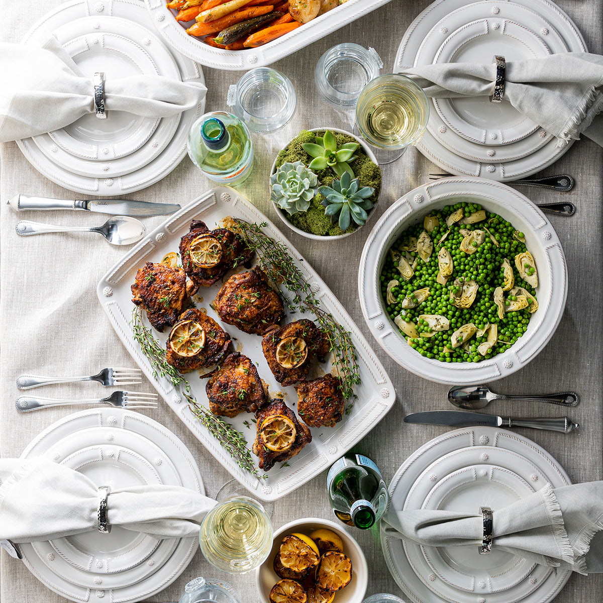 Juliska berry thread french panel dinner plate whitewash