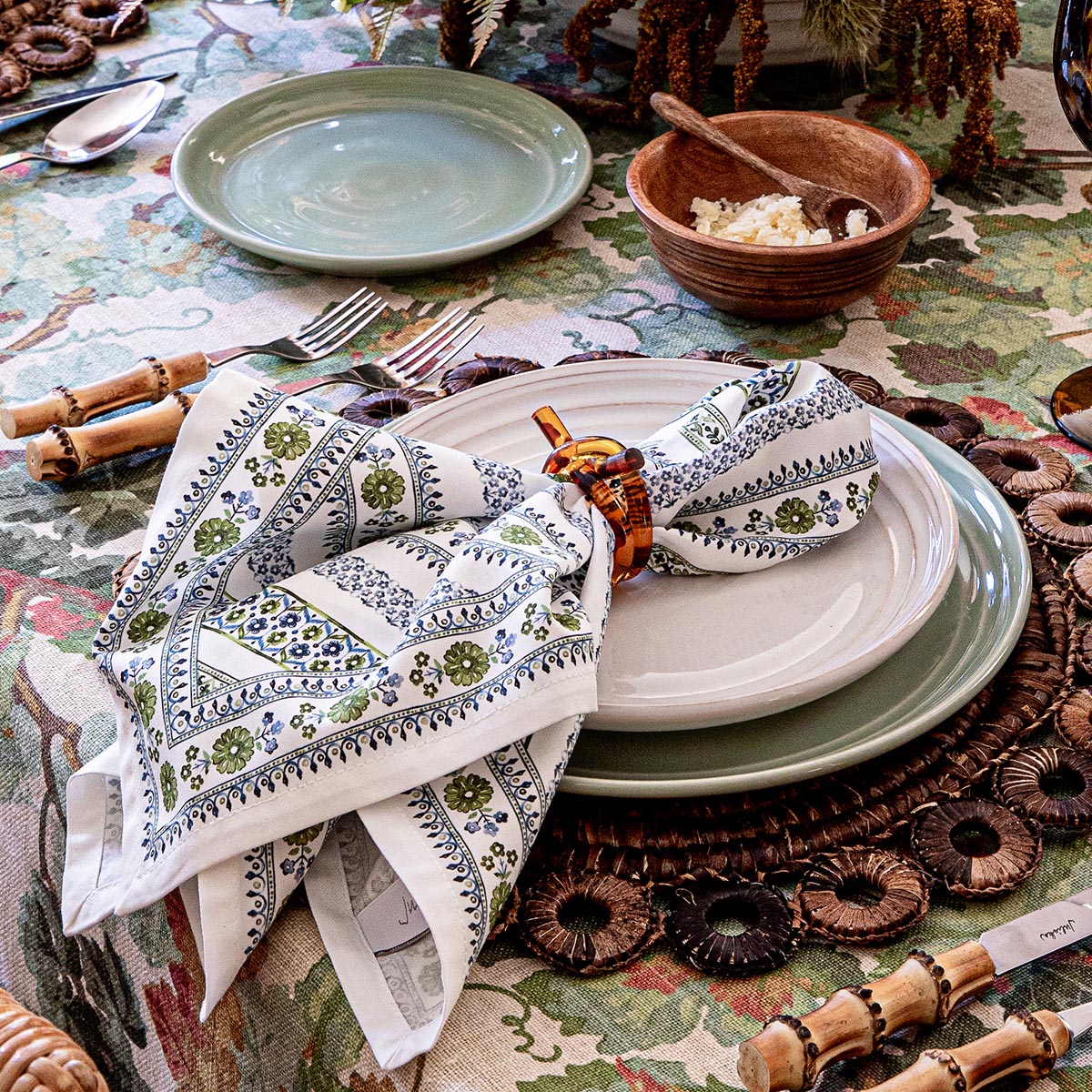 Seville Stripe Napkin - Green