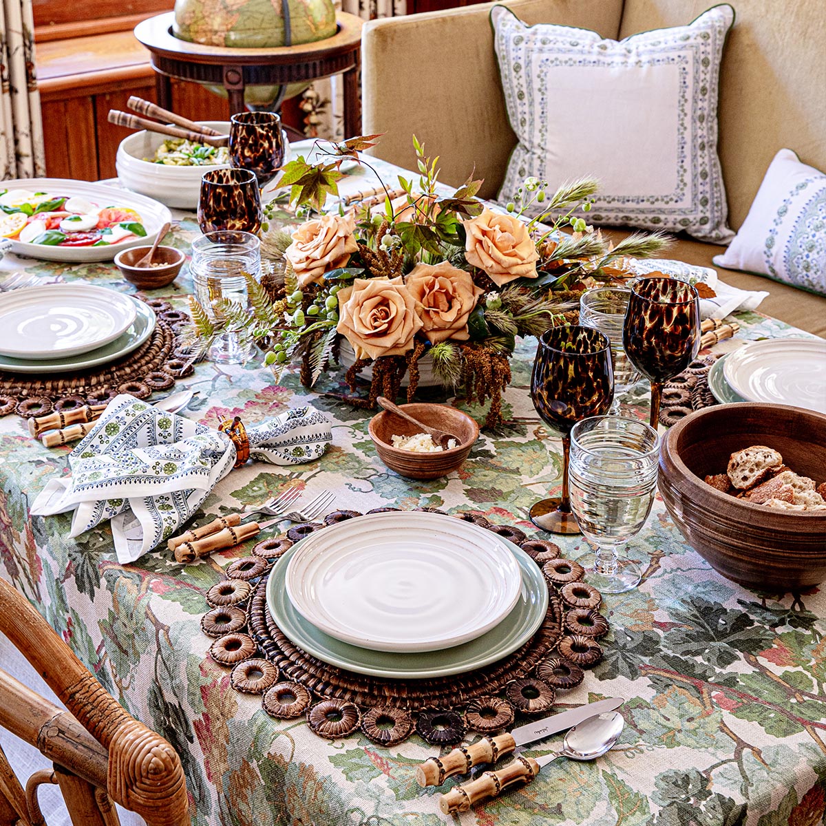 Seville Stripe Napkin - Green