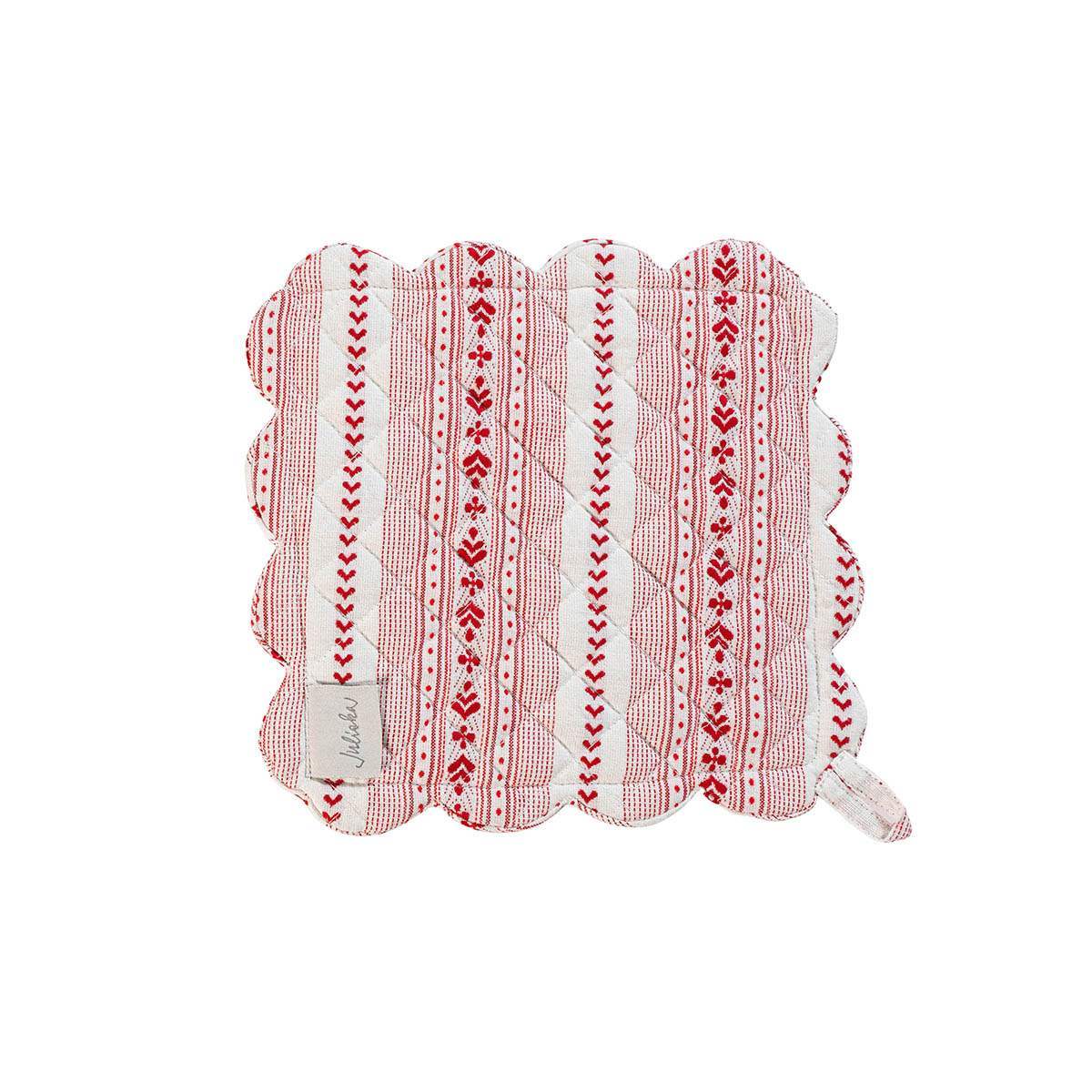Villa Stripe Oven Mitt and Pot Holder Set/2pc - Red