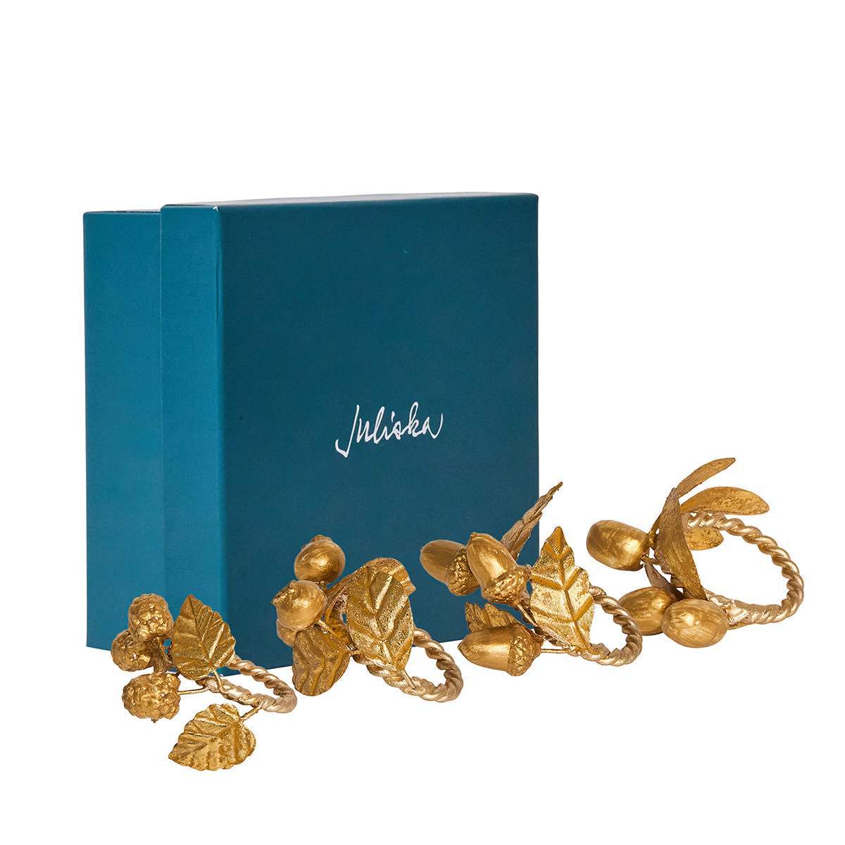Juliska Forest Walk Leaf Napkin Ring Set/4 - Gold