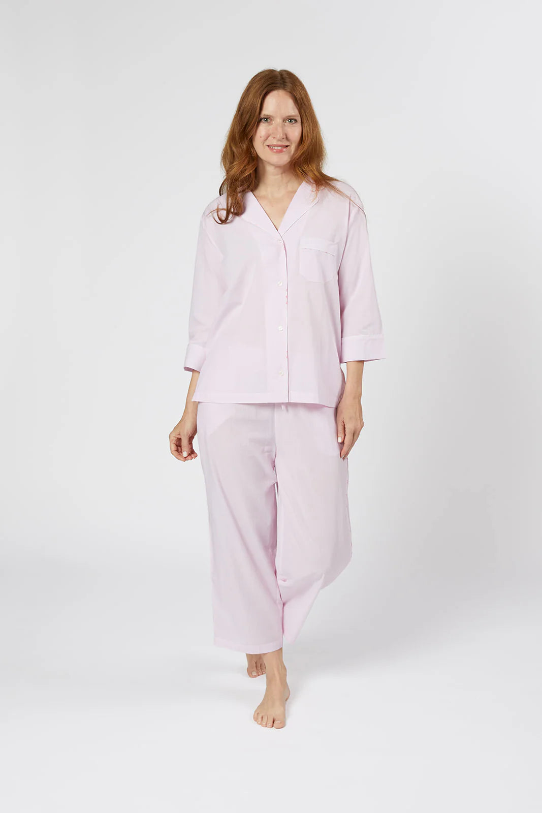 Lenora Lily Pinstripe Cotton PJs- Pink