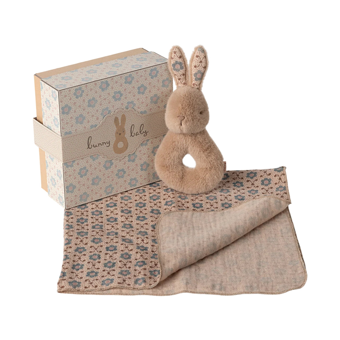 Maileg Rabbit Rattle Set - Cream Peach