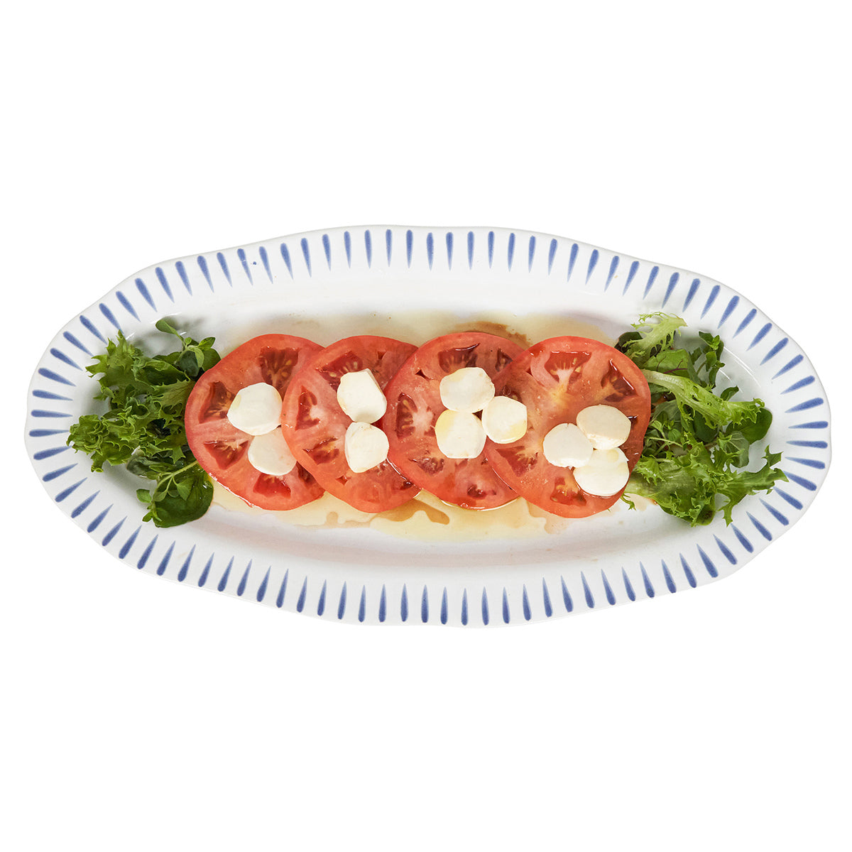 Juliska Sitio Stripe 15" Hostess Tray - Delft Blue, La Petite Maison