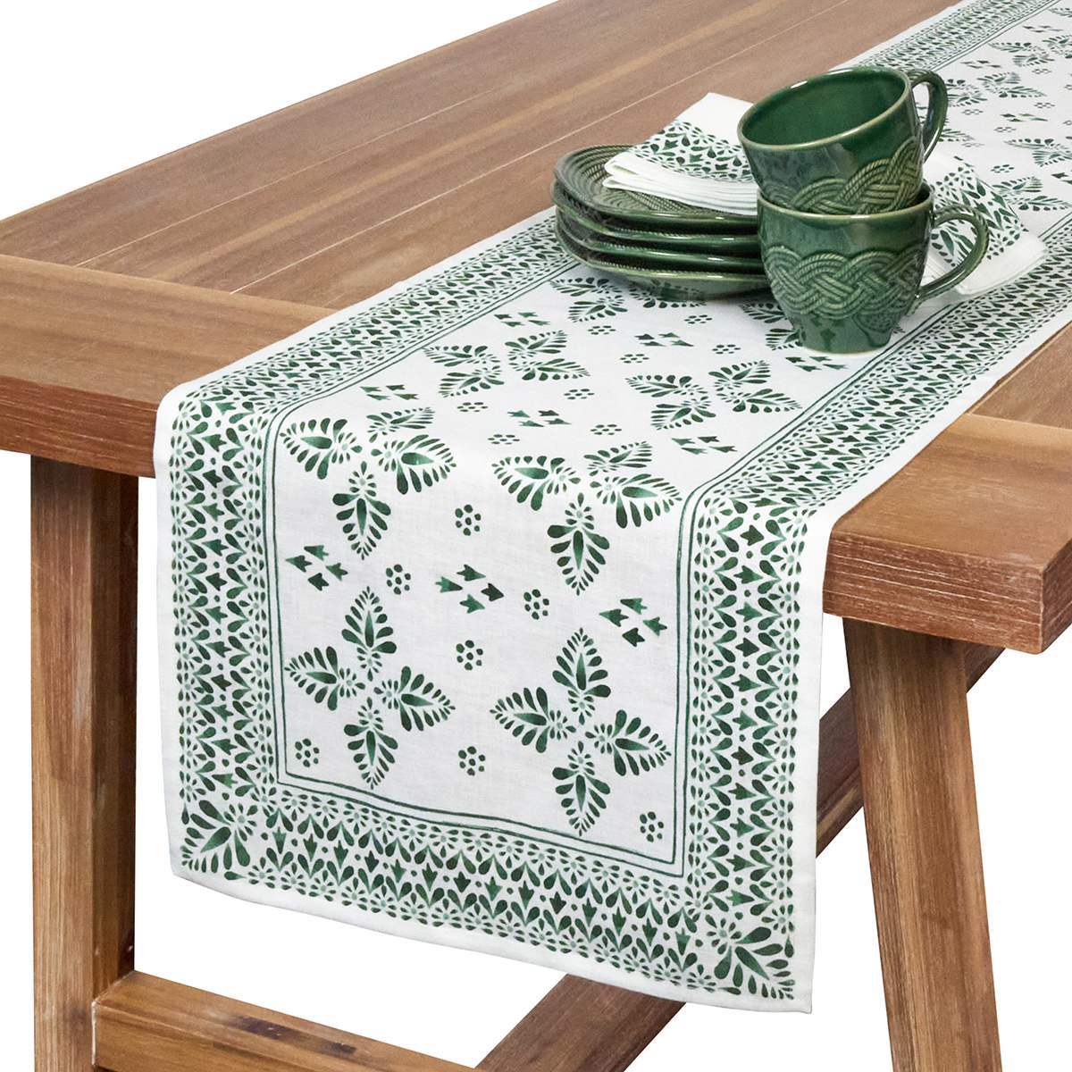 Juliska Iberian Border 18" x 90" Table Runner - Evergreen