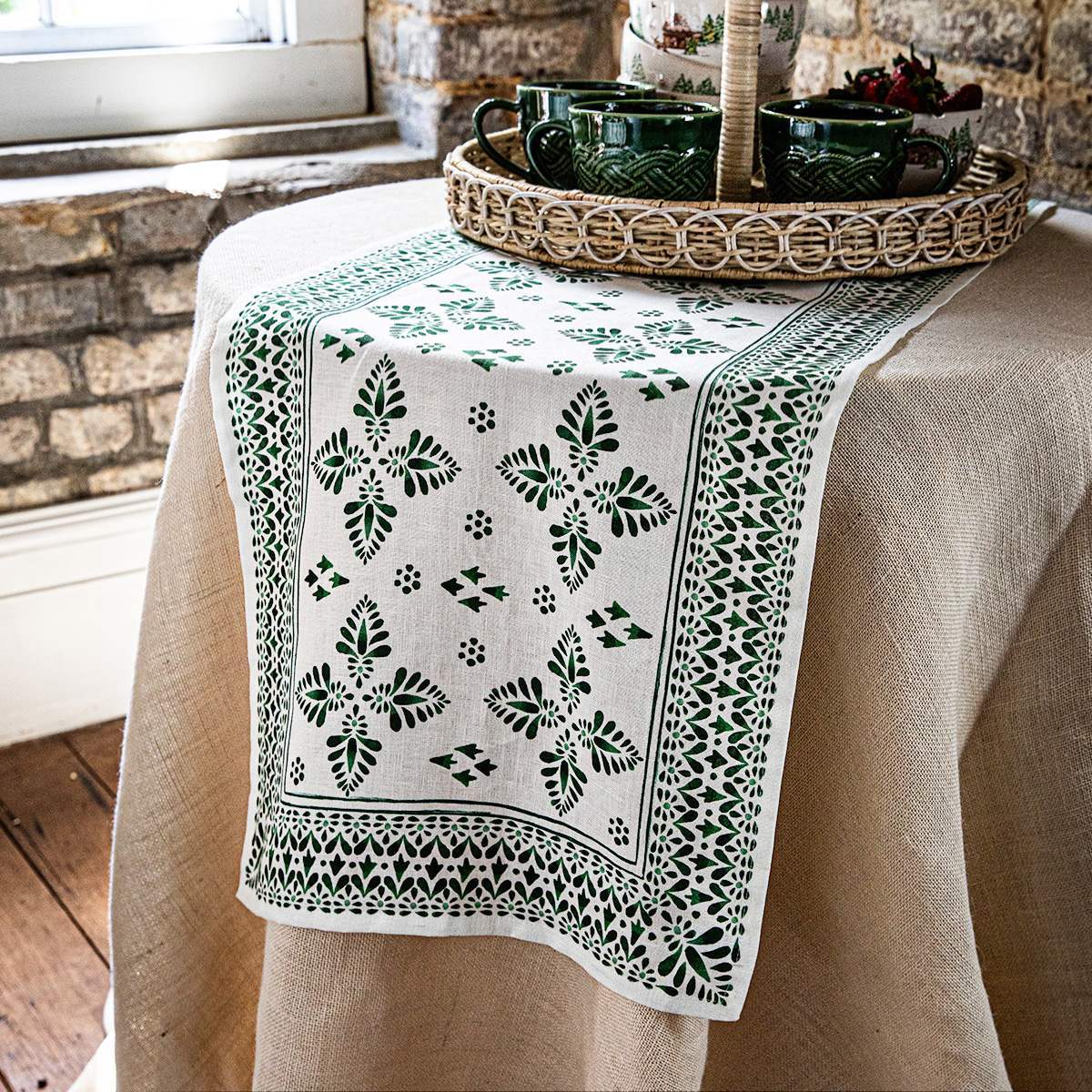 Juliska Iberian Border 18" x 90" Table Runner - Evergreen