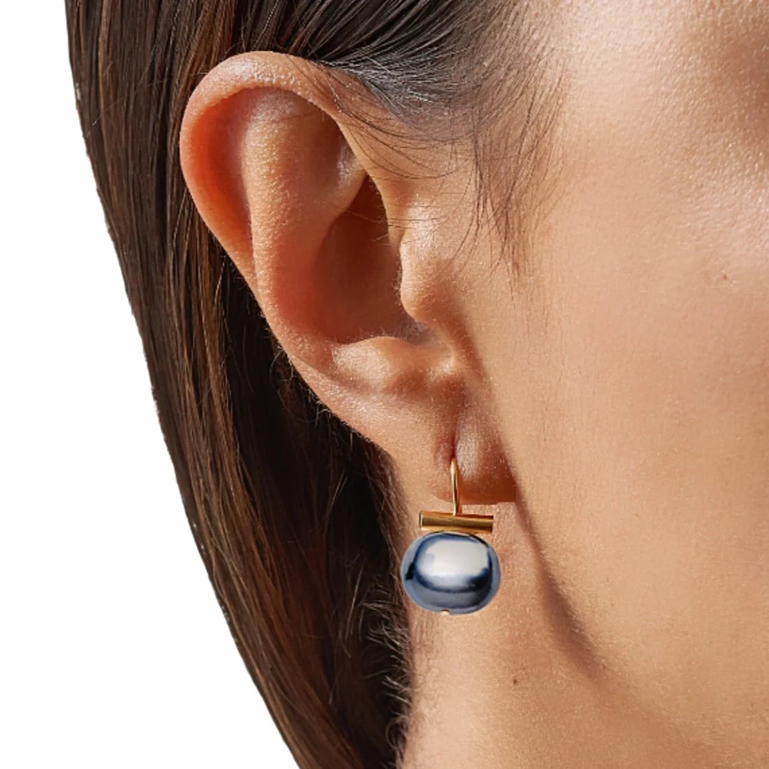 CC & Co by Catherine Canino Petite & Sweet Pebble Pearls Sterling Silver Earring - Baby Dark Grey