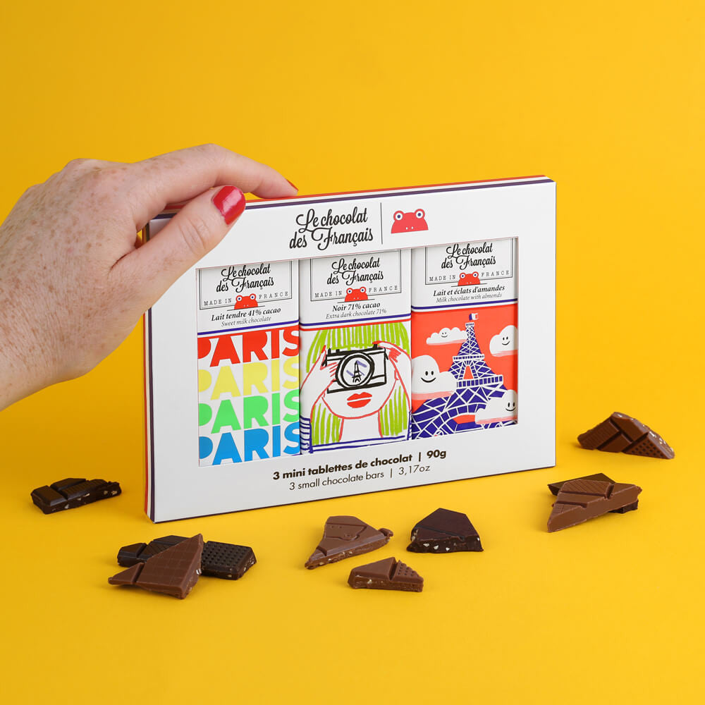 Le Chocolat des Francais - Box of 3 Small Chocolate Bars