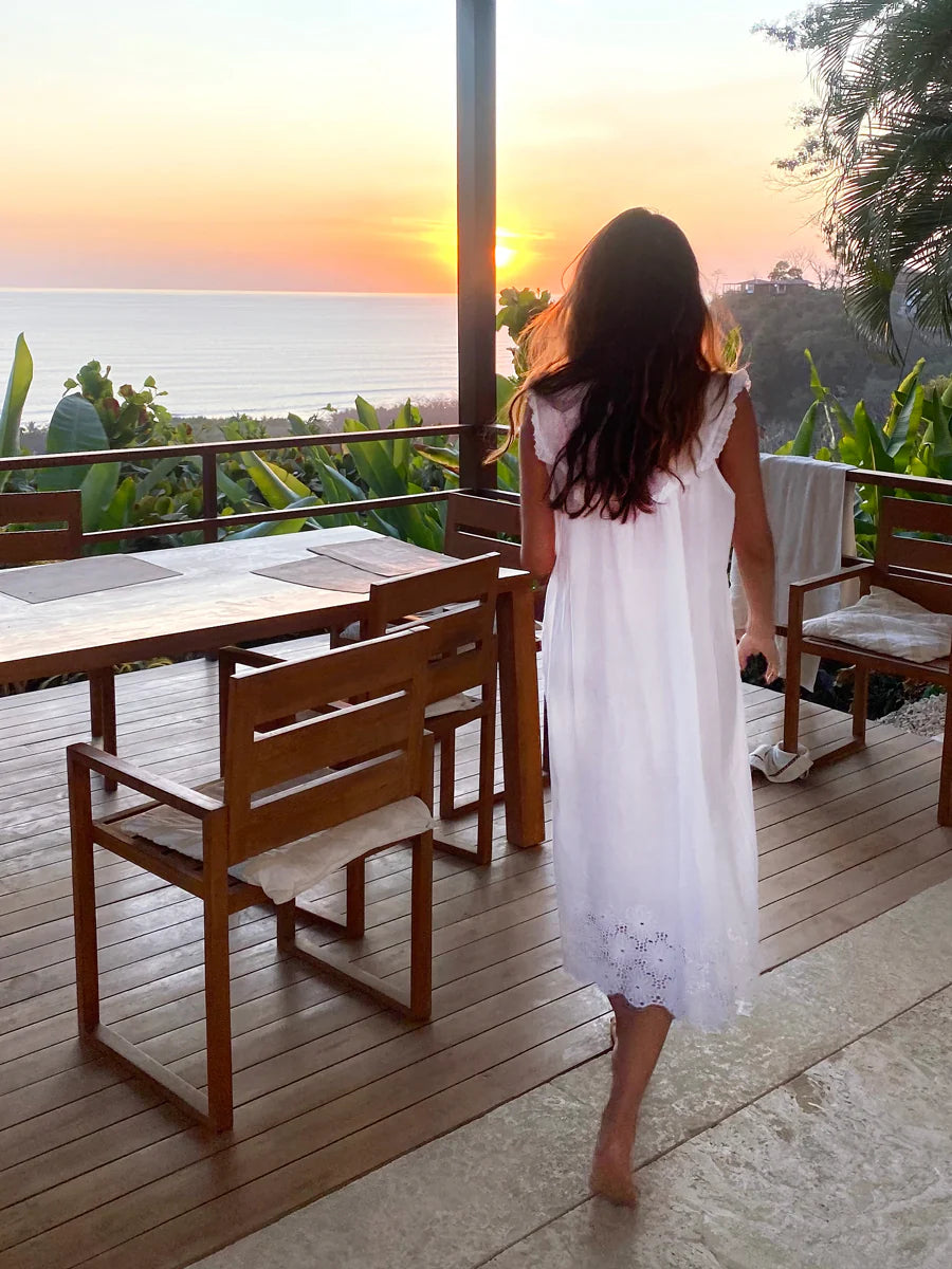 Jacaranda Eloise White Cotton Nightgown