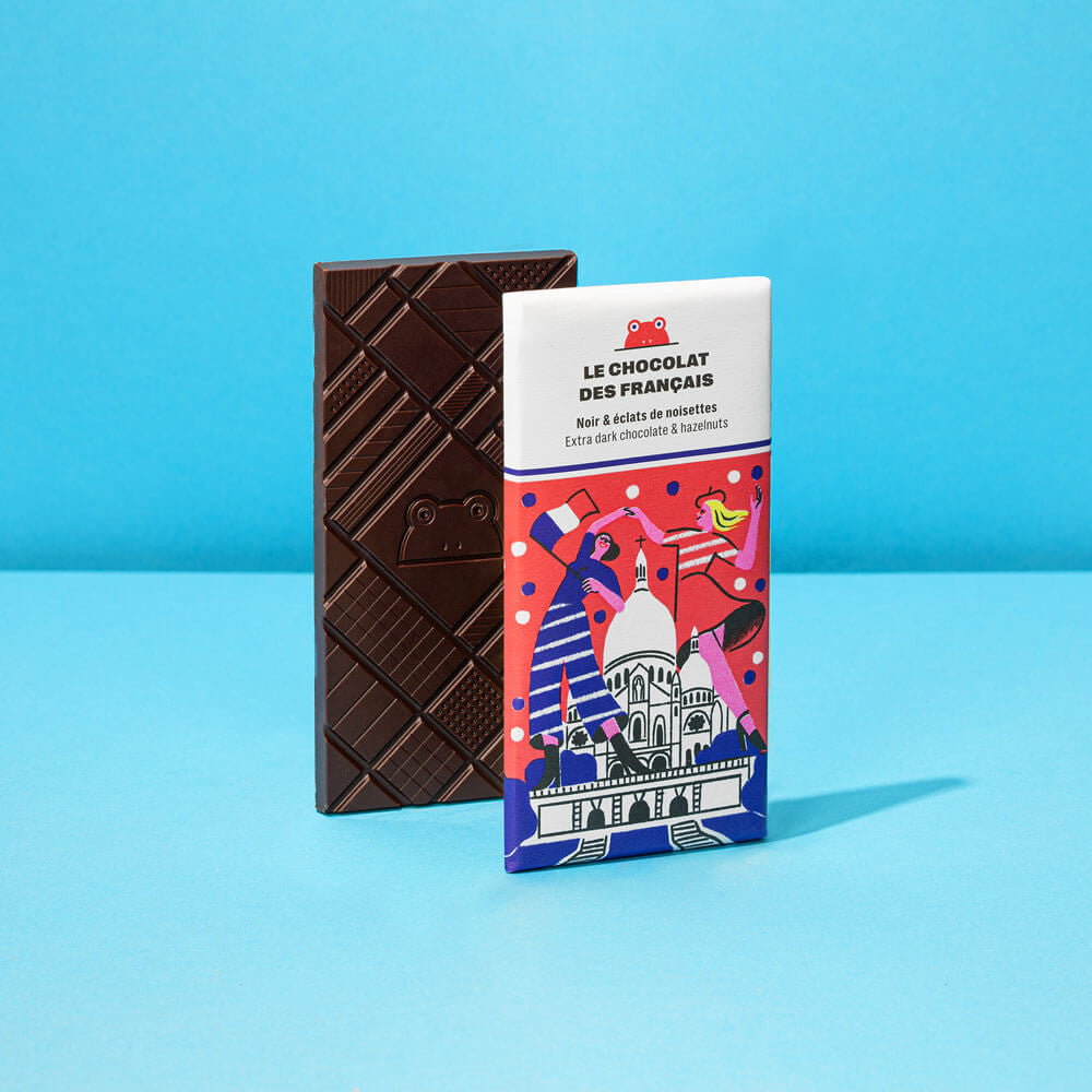 Le Chocolat des Français Sacre Coeur Dark Chocolate with Hazelnuts Bar