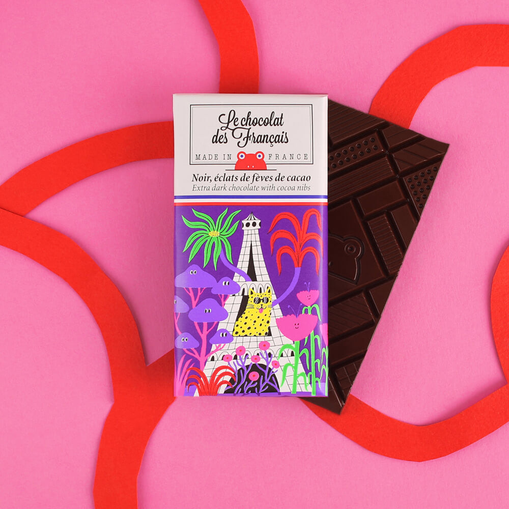 Le Chocolat des Français Eiffel Dark Chocolate Nibs Bar 