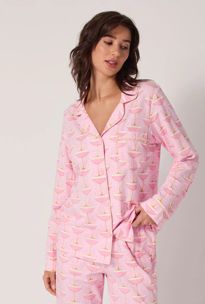 BedHead Pink Champagne Coupe Long Sleeve Classic Stretch Jersey PJ -Pink