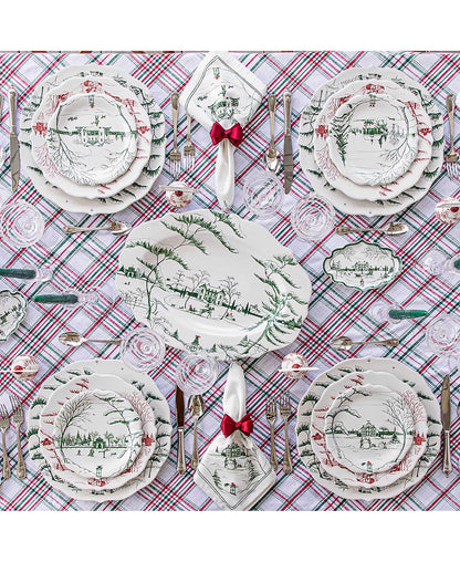 Juliska Country Estate Winter Frolic "Mr. & Mrs. Claus" Evergreen Party Plates, Set/4 - La Petite Maison