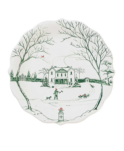 Juliska Country Estate Winter Frolic "Mr. & Mrs. Claus" Evergreen Party Plates, Set/4 - La Petite Maison