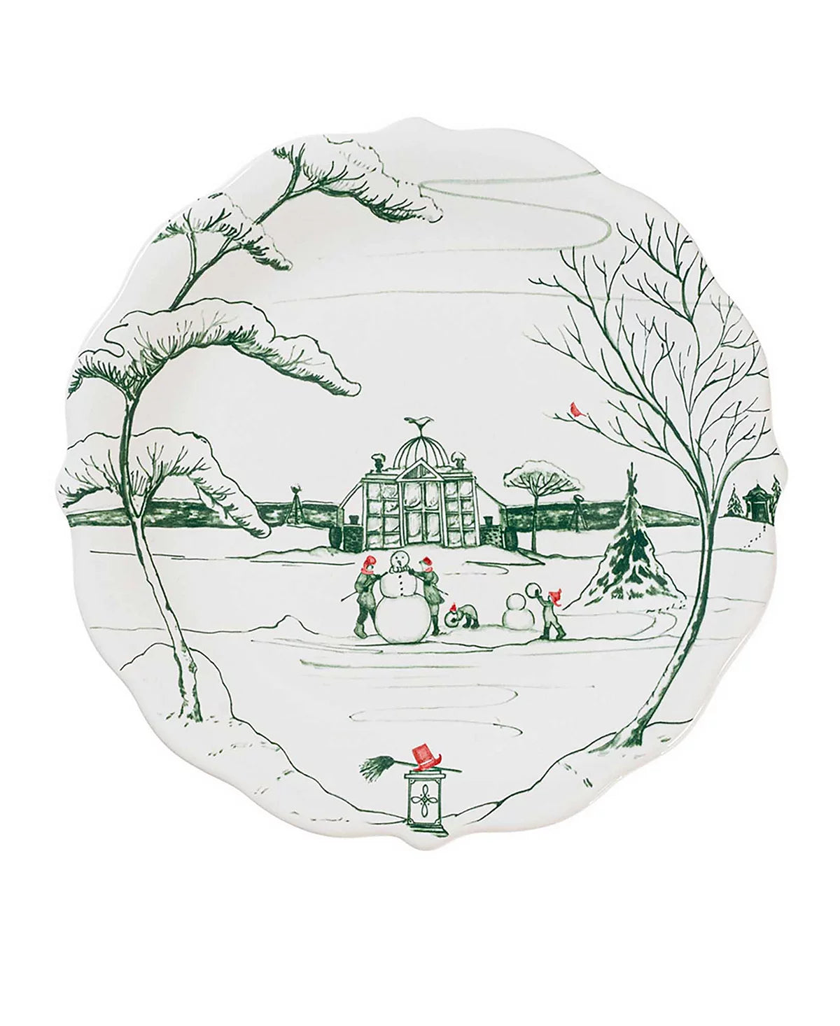 Juliska Country Estate Winter Frolic "Mr. & Mrs. Claus" Evergreen Party Plates, Set/4 - La Petite Maison