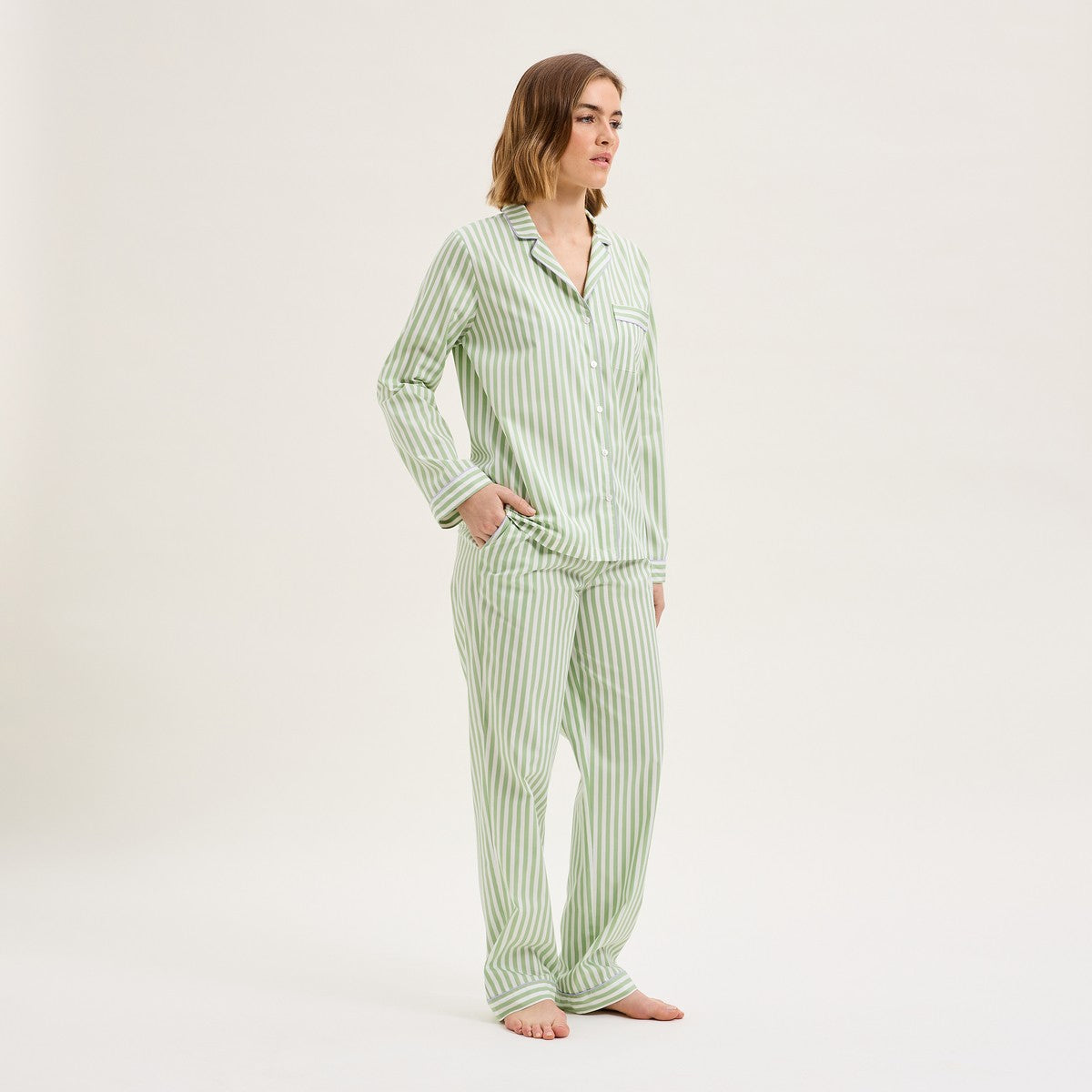 Laurence Tavernier Essentiel Rayé Jade Long Pajamas