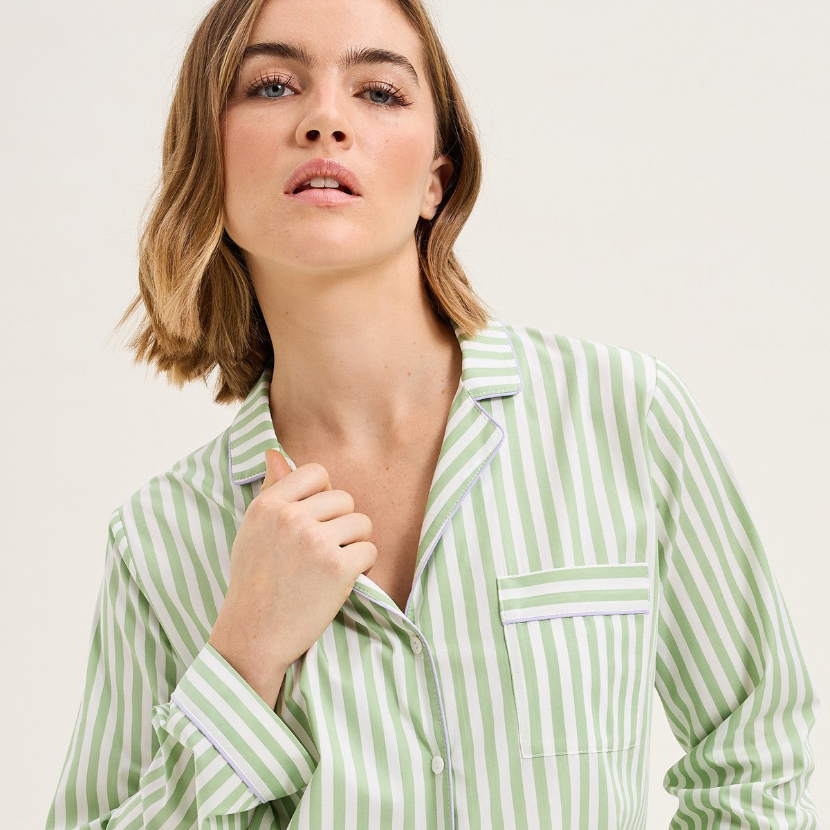 Laurence Tavernier Essentiel Rayé Jade Long Pajamas