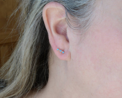 Small Blue Opal Trio Stud