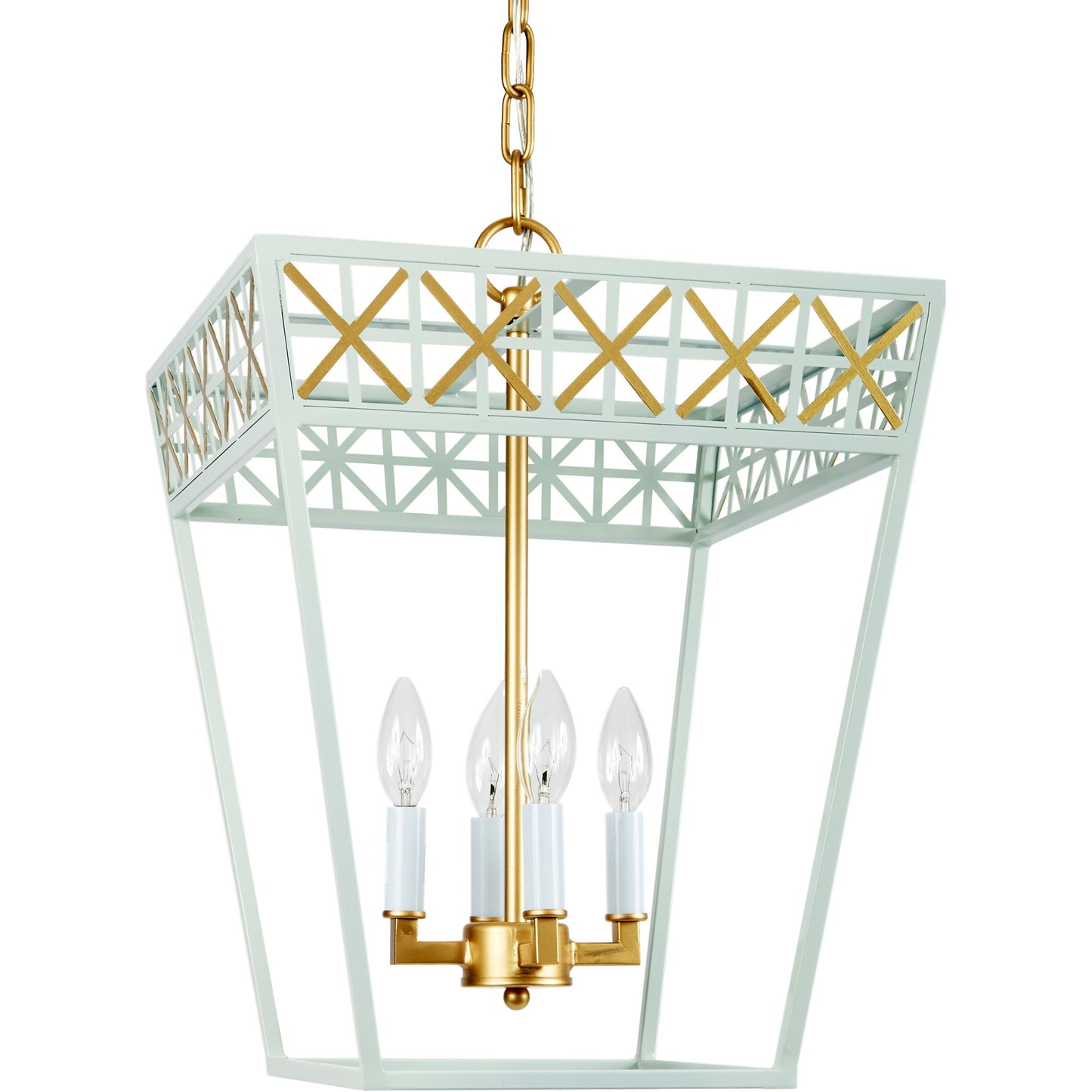 Old World Designs Caitlyn Lantern - Mint Blue & Gold