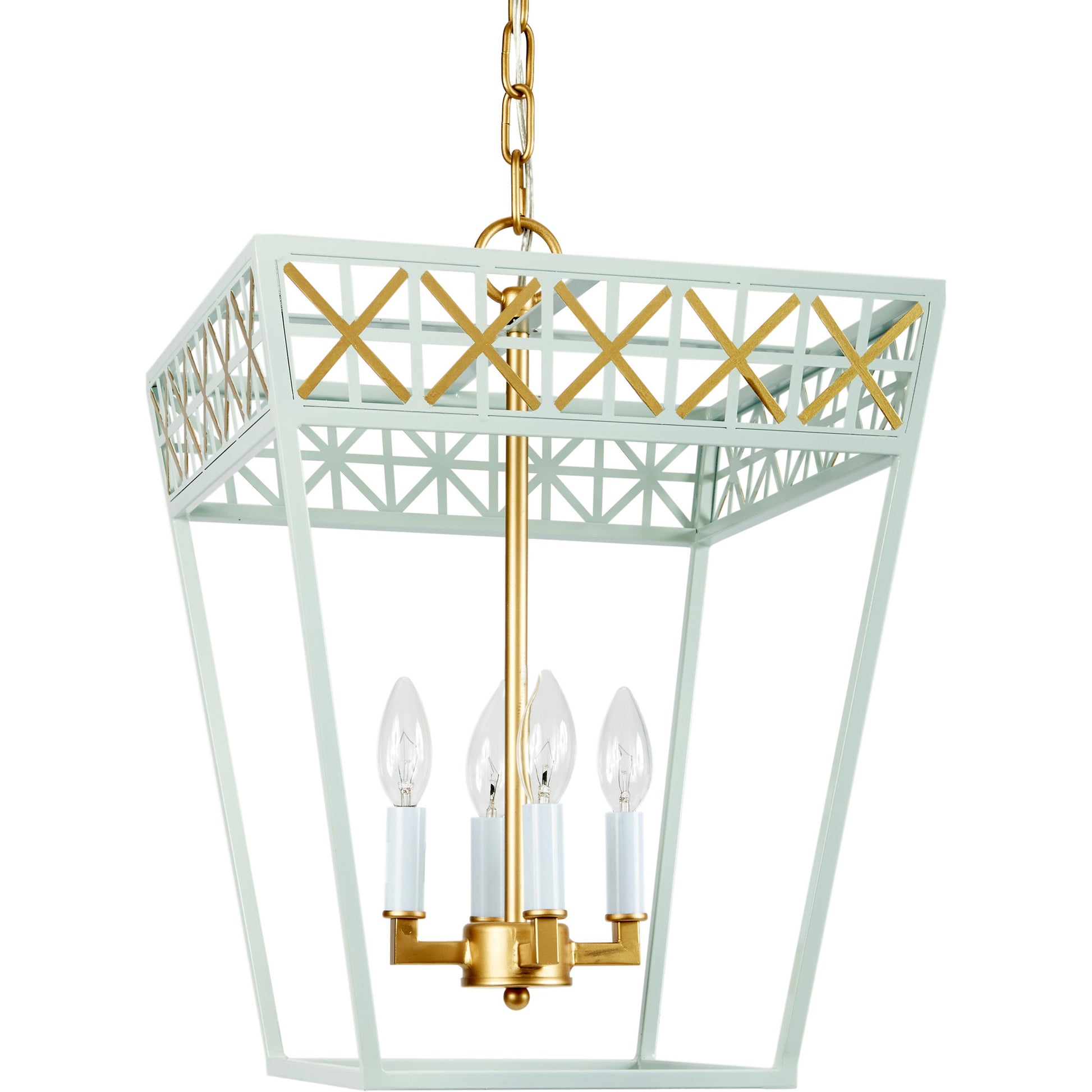 Old World Designs Caitlyn Lantern - Mint Blue & Gold