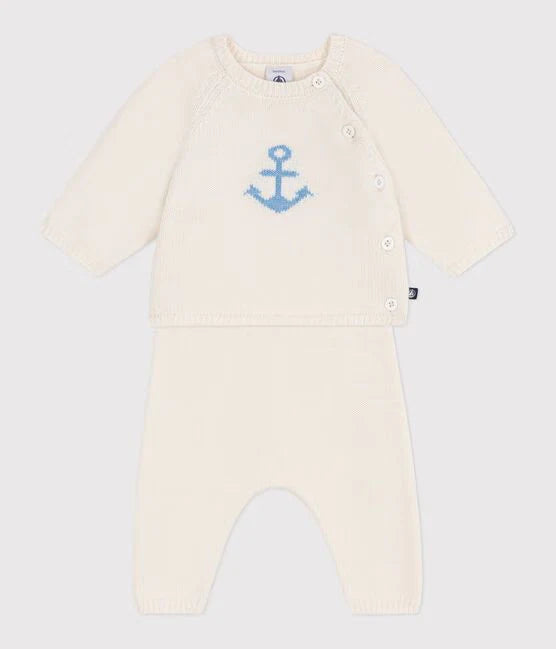 Petit Bateau Baby Boy Knit Anchor Sweater & Pants