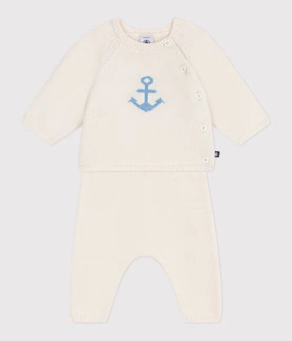Petit Bateau Baby Boy Knit Anchor Sweater & Pants