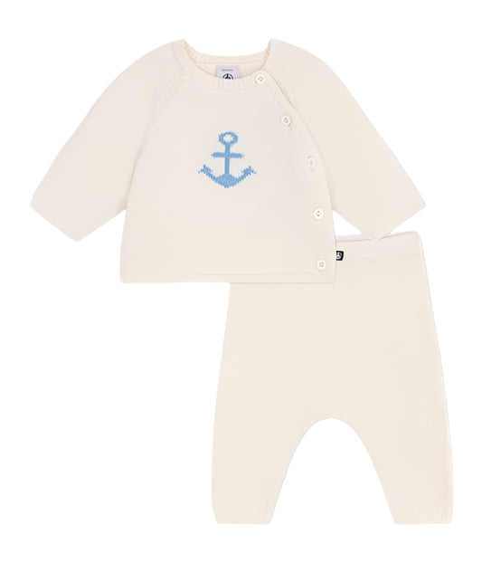 Petit Bateau Baby Boy Knit Anchor Sweater & Pants