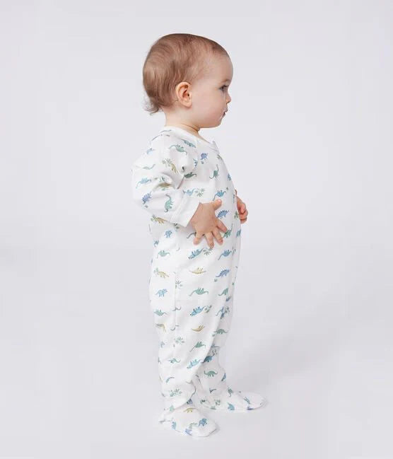 Petit Bateau Baby Boy Side Snap Dinosaur Footie