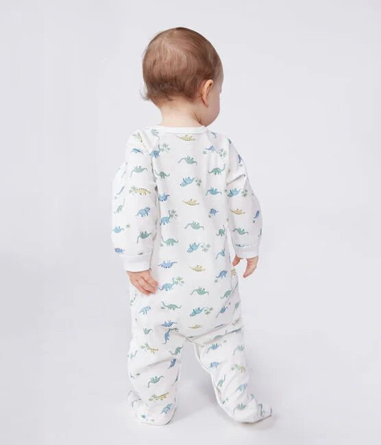 Petit Bateau Baby Boy Side Snap Dinosaur Footie